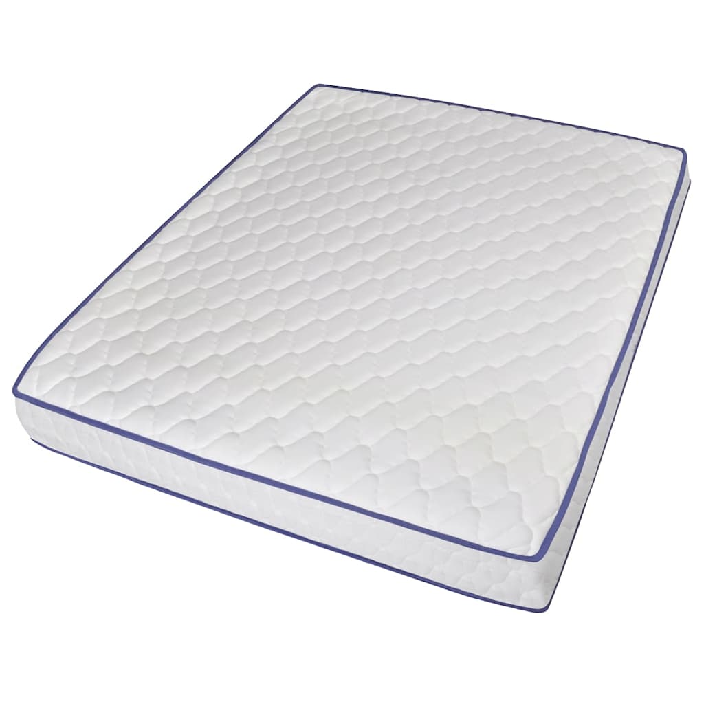 Bed with Memory Foam Mattress White Metal 153x203 cm Queen