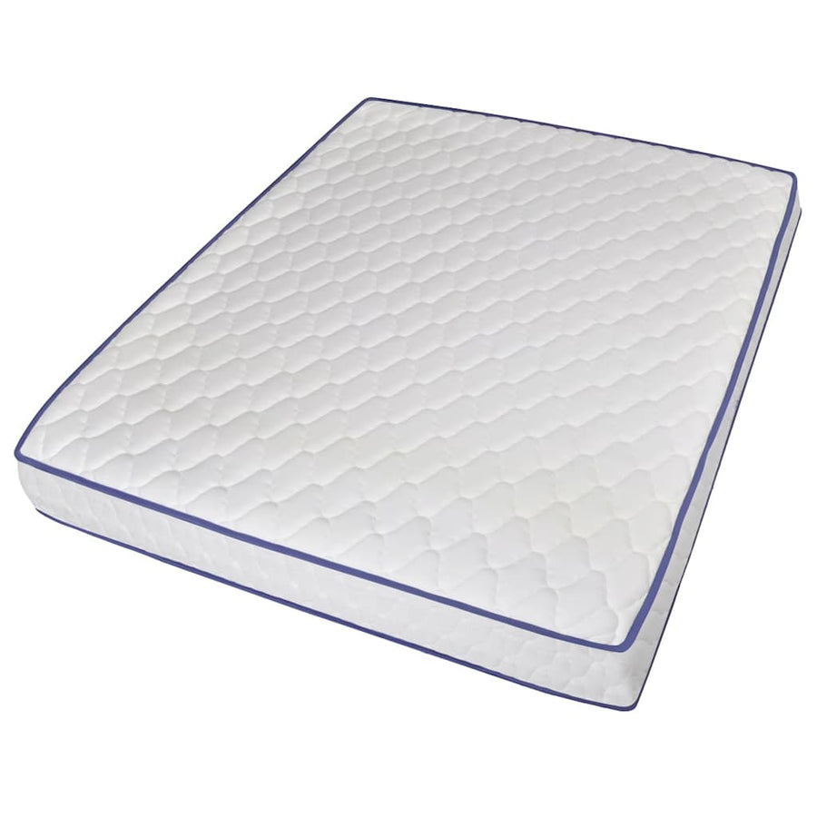 Bed with Memory Foam Mattress White Metal 153x203 cm Queen