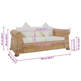 2-Seater Sofa with Cushions Natural Rattan - Low Angle