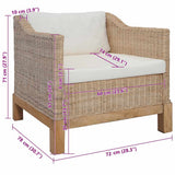 Armchair with Cushions Natural Rattan
