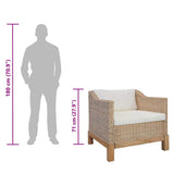 Armchair with Cushions Natural Rattan