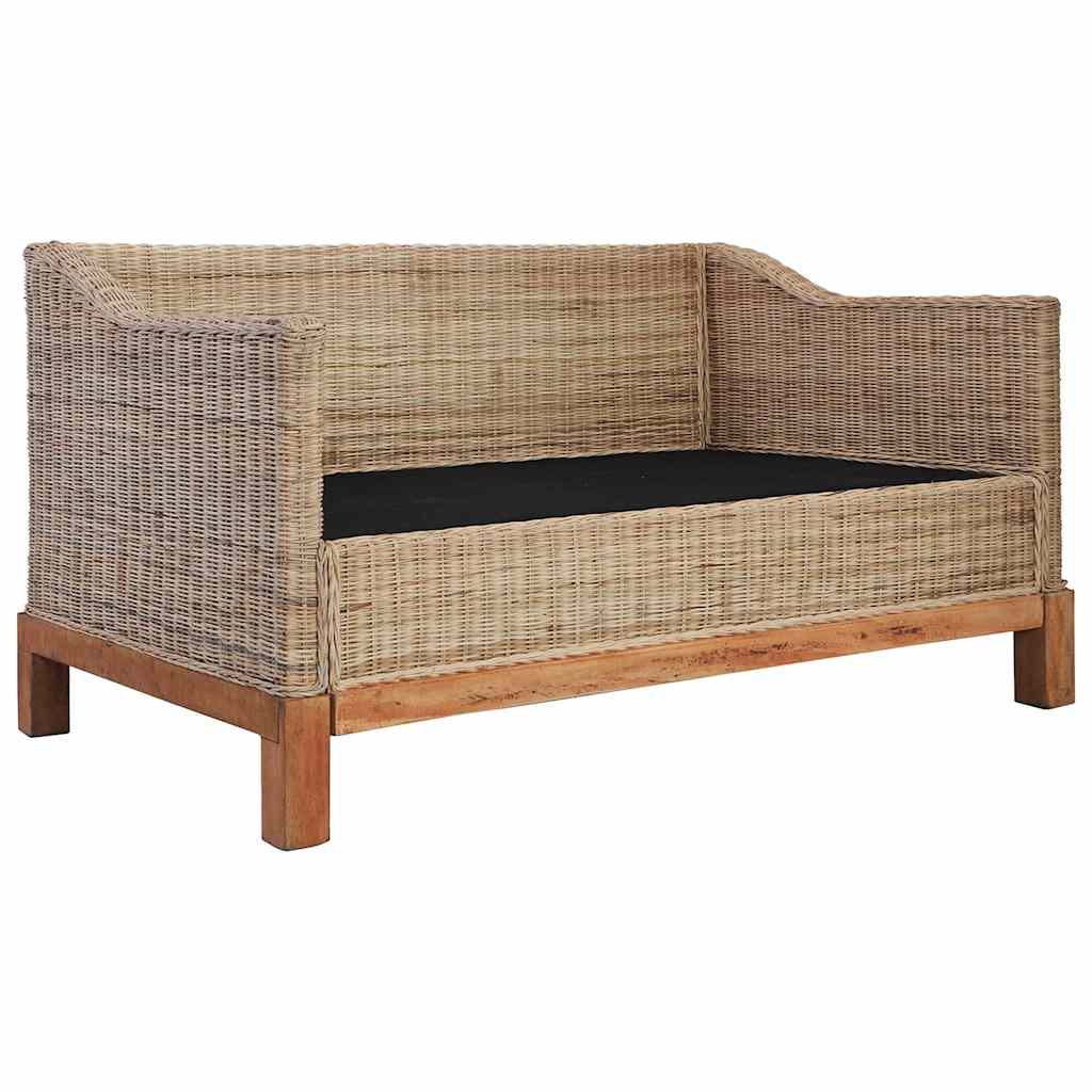 2-Seater Sofa with Cushions Natural Rattan