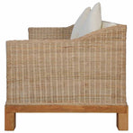 2-Seater Sofa with Cushions Natural Rattan