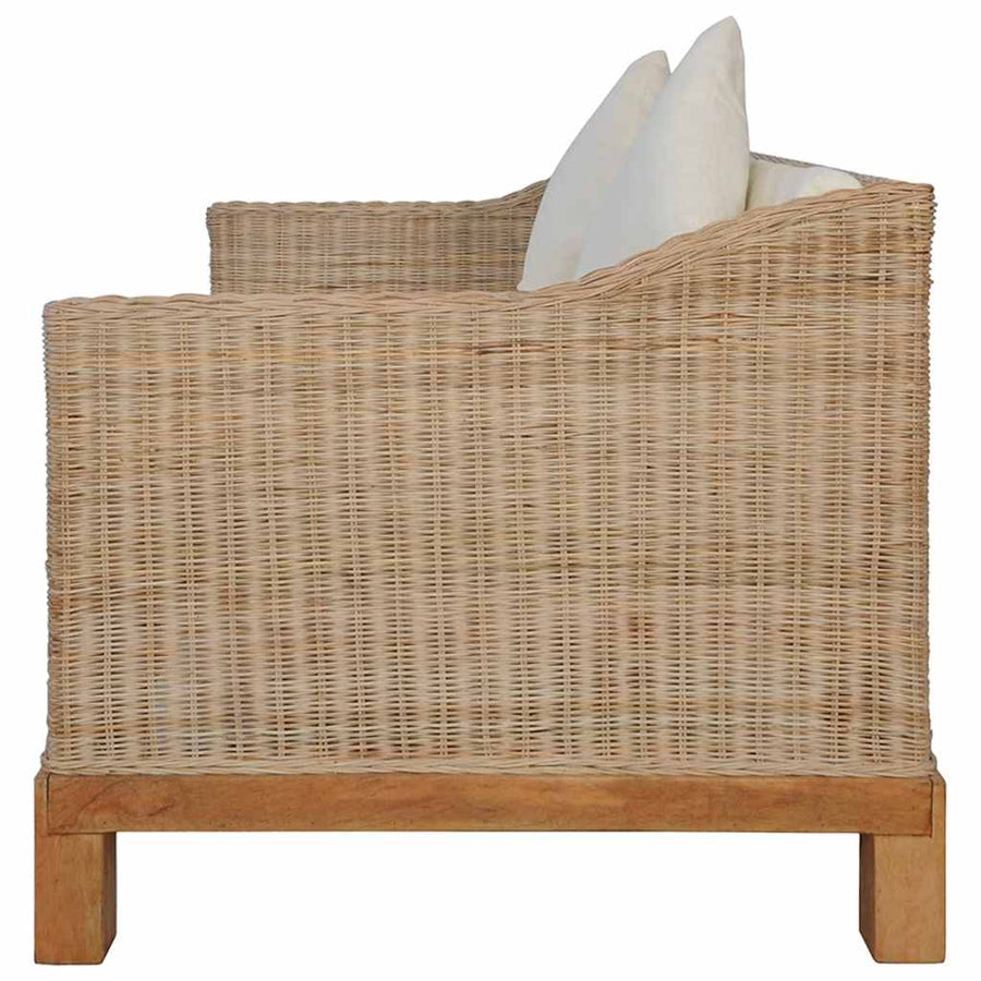 2-Seater Sofa with Cushions Natural Rattan