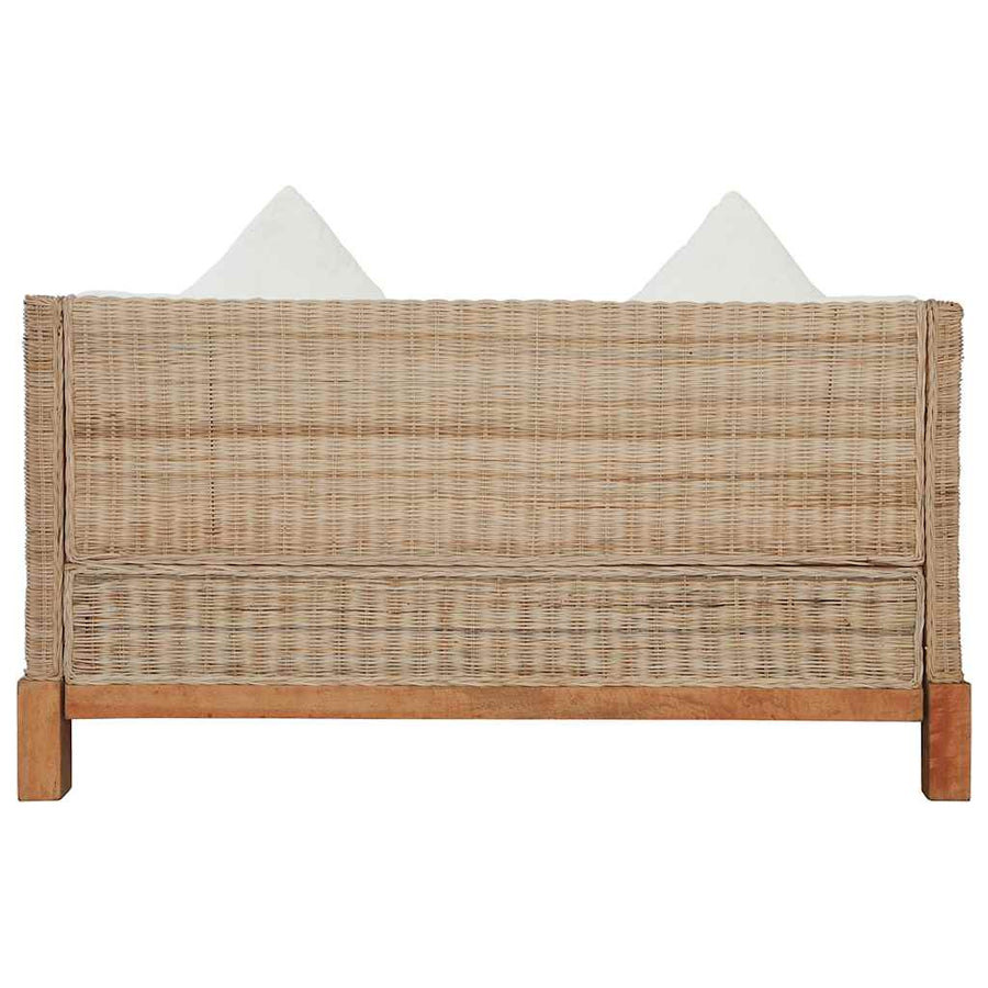2-Seater Sofa with Cushions Natural Rattan