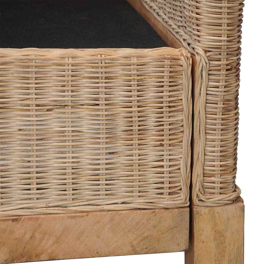2-Seater Sofa with Cushions Natural Rattan