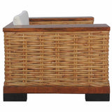 Armchair with Cushions Brown Natural Rattan - Top-Down View