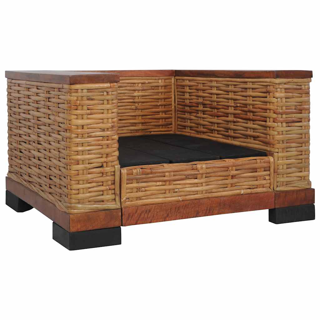 Armchair with Cushions Brown Natural Rattan