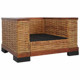 Armchair with Cushions Brown Natural Rattan - 45-Degree Angle