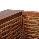 Armchair with Cushions Brown Natural Rattan - Low Angle