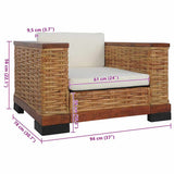 Armchair with Cushions Brown Natural Rattan