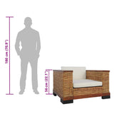 Armchair with Cushions Brown Natural Rattan
