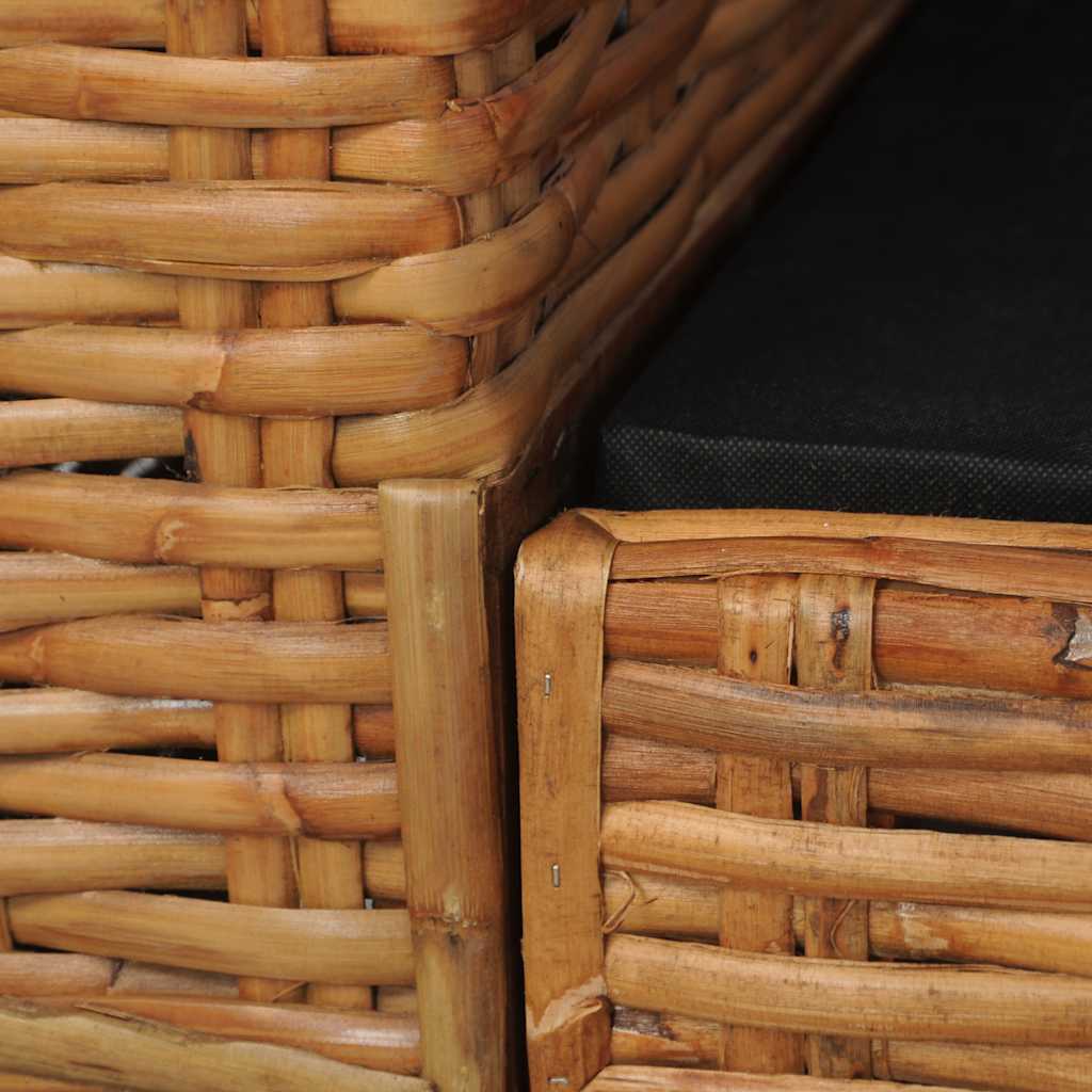 2-Seater Sofa with Cushions Brown Natural Rattan