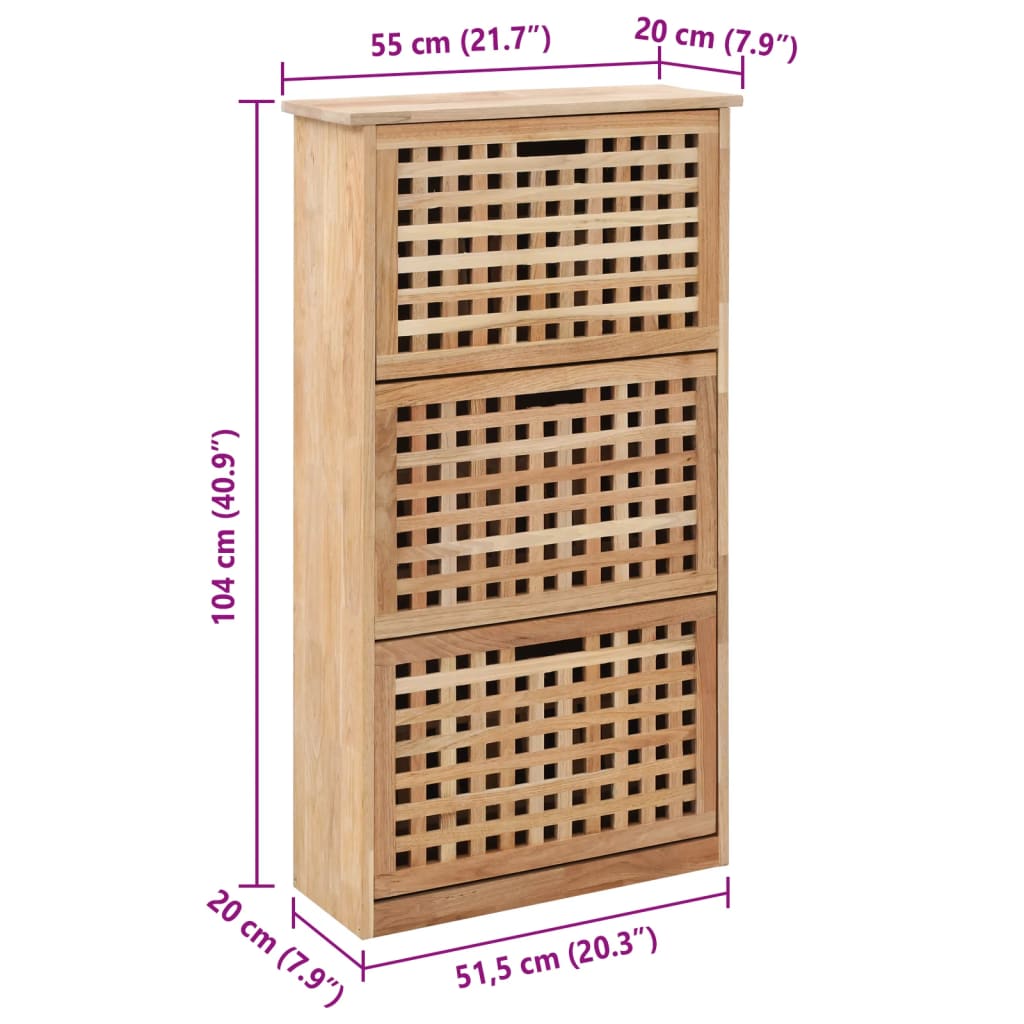 Shoe Storage Cabinet 55x20x104 Cm Solid Walnut Wood