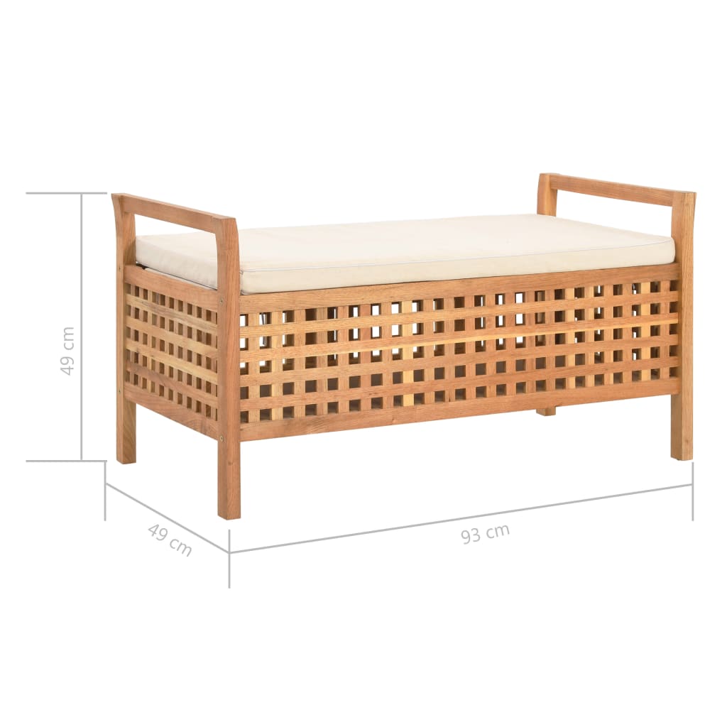 Storage Bench 93x49x49 Cm Solid Walnut Wood