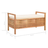 Storage Bench 93x49x49 Cm Solid Walnut Wood - Low Angle