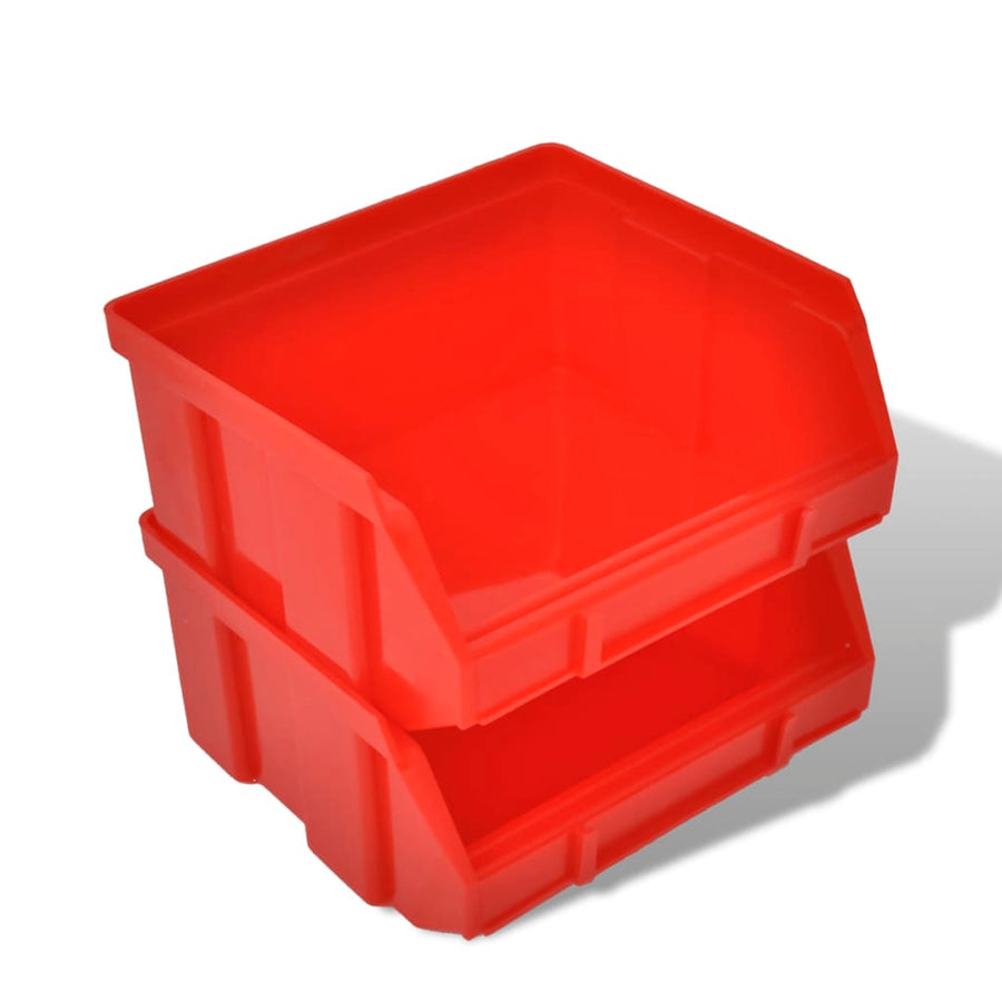 Wall Mounted Garage Plastic Storage Bin Set 30 pcs Blue & Red