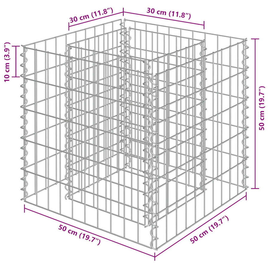 Gabion Raised Bed Galvanised Steel 50x50x50 cm