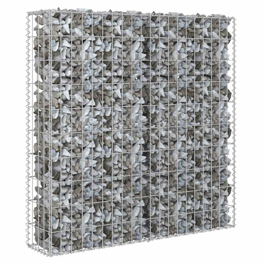 Gabion Wall with Covers Galvanised Steel 80x20x100 cm