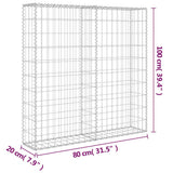 Gabion Wall with Covers Galvanised Steel 80x20x100 cm