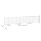 Gabion Wall with Covers Galvanised Steel 600x30x100 cm - Close-Up Angle