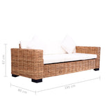 3-Seater Garden Sofa Natural Rattan - 45-Degree Angle