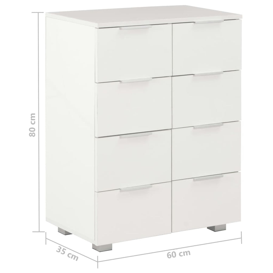 Sideboard High Gloss White 60x35x80 cm Engineered Wood