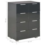 Sideboard High Gloss Black 60x35x80 cm Engineered Wood - Extra Image