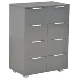 Sideboard High Gloss Grey 60x35x80 cm Engineered Wood - Front View