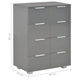 Sideboard High Gloss Grey 60x35x80 cm Engineered Wood - Extra Image