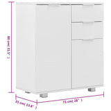 Sideboard High Gloss White 71x35x80 cm Engineered Wood