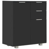 Sideboard High Gloss Black 71x35x80 cm Engineered Wood - Front View