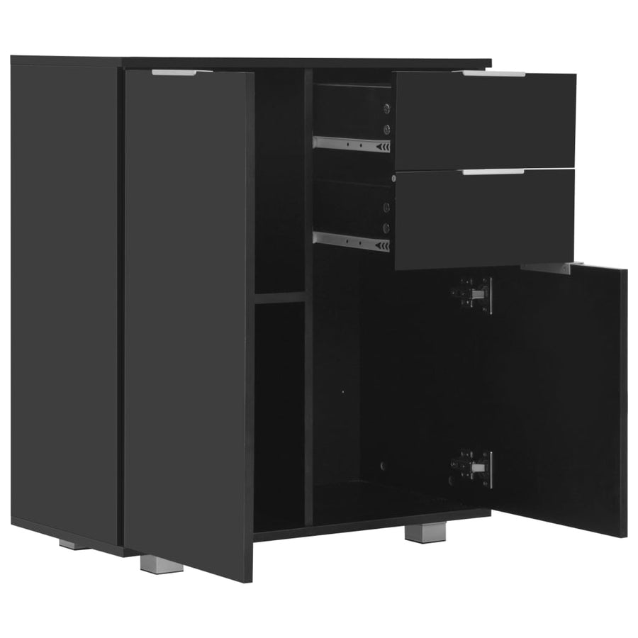 Sideboard High Gloss Black 71x35x80 cm Engineered Wood