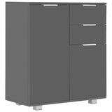Sideboard High Gloss Grey 71x35x80 cm Engineered Wood - Front View