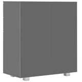 Sideboard High Gloss Grey 71x35x80 cm Engineered Wood - 45-Degree Angle