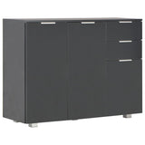 Sideboard High Gloss Black 107x35x80.5 cm - Front View