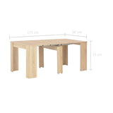 Extendable Dining Table Sonoma Oak 175x90x75 cm - Low Angle