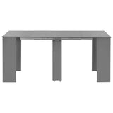 Extendable Dining Table High Gloss Grey 175x90x75 cm - Side View