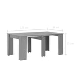 Extendable Dining Table High Gloss Grey 175x90x75 cm