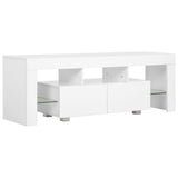 TV Cabinet with LED Lights High Gloss White 130x35x45 cm