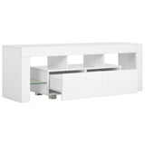 TV Cabinet with LED Lights High Gloss White 130x35x45 cm - 45-Degree Angle