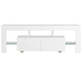 TV Cabinet with LED Lights High Gloss White 130x35x45 cm - Rear View