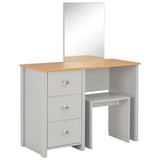 Dressing Table with Mirror and Stool Grey 104x45x131 cm - Front View