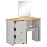 Dressing Table with Mirror and Stool Grey 104x45x131 cm - Side View