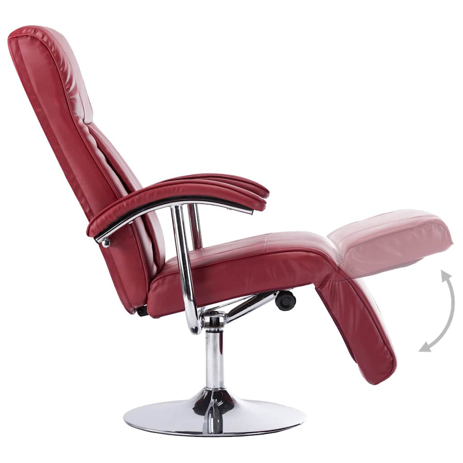 TV Armchair Wine Red Faux Leather
