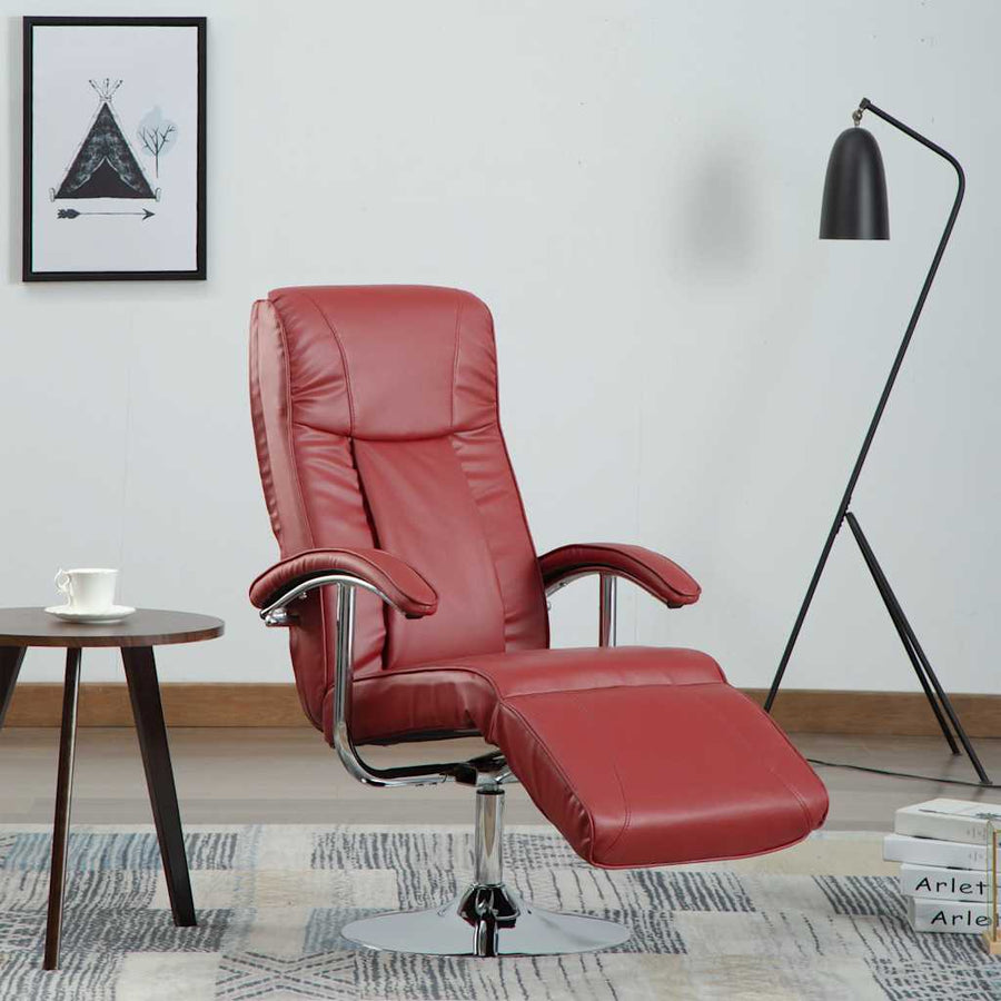 TV Armchair Wine Red Faux Leather