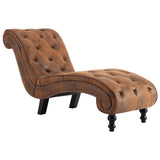Chaise Lounge Brown Faux Suede Leather - Front View