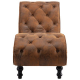 Chaise Lounge Brown Faux Suede Leather - Side View
