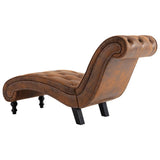 Chaise Lounge Brown Faux Suede Leather - 45-Degree Angle