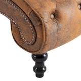 Chaise Lounge Brown Faux Suede Leather - Rear View